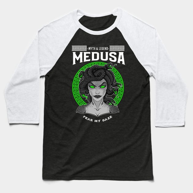 Myths and Legends: Medusa the Cursed-Greek mythology design Baseball T-Shirt by JustJoshDesigns